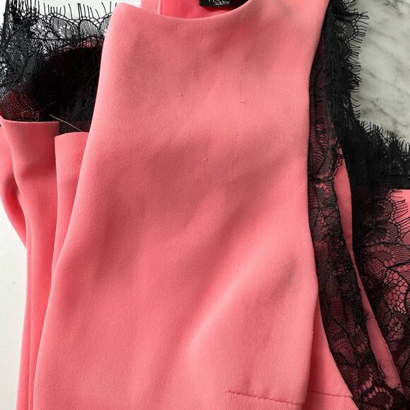 NWT Topshop Pink Sleeveless Romper Keyhole Back Black Lace Trim Sz 6 Boho Chic - Picture 14 of 14